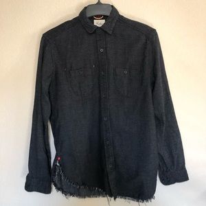 Koto -S- Black Longsleeve button up w/ freyed hem